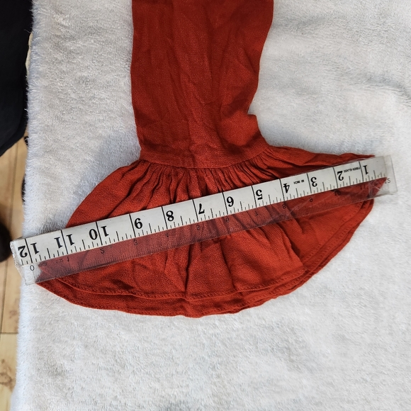 GANJI LA WOMEN'S BELL SLEEVES RUFFLE ALL AROUND ORANGE SIZE SMALL - Picture 7 of 10